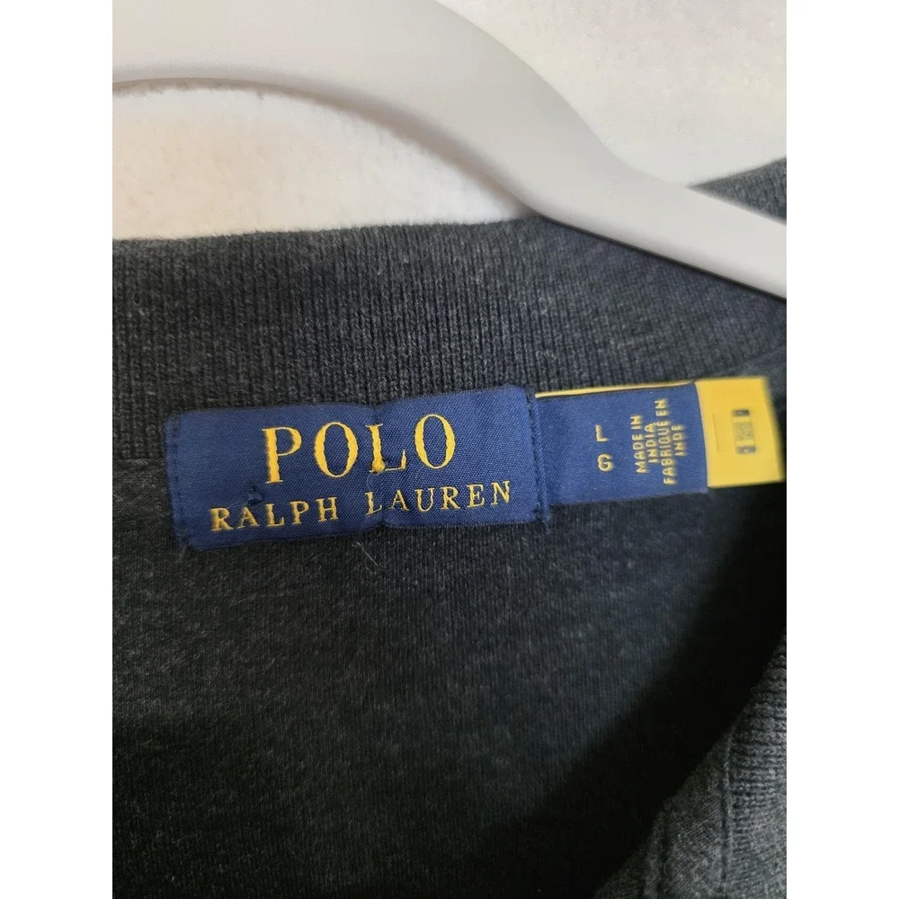 Polo Ralph Lauren Polo Shirt Mens Large Gray‎ Classic Fit Solid Interlock Cotton